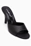 Marcia Genuine Leather Black Heeled Women's Slippers