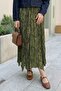 Ethnic Patterned Kraş Green Skirt - 2