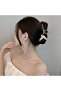 Stoned and Pearled Fish Tail Model Metal Hairpin - 11 cm - Stylish and Durable - 4