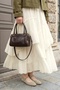 Gathered Layered Cream Voile Skirt - 4