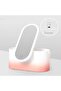 Portable LED Makeup Mirror,Storage Organizer Box,USB Rechargeable,Adjustable Angle,Pink & White