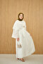 Women's Three-Piece Tulle Fabric Gold Brooch Detail Set White - 4