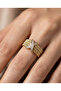 316L Steel Gold Zircon Stone Twist Pattern Ring - 6