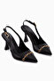 Raina Black Stone Detailed Women's Heeled Shoes - 5