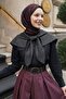 Black Shirt with Polka Dot Collar Trim