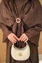Women's Three-Piece Tulle Fabric Gold Brooch Detail Set Brown - 7