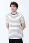 Men's Crew Neck Cotton Striped T-Shirt Gray - 26Y 4039 - 3