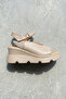 Mink Genuine Leather Platform Heeled Women's Sporty Look Sandals with Ankle Strap, Open Front and Back - 3