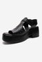 Romina Black Skin Genuine Leather Trocley Women's Platform Heeled Sandals - 6