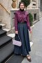 Belted Dark Blue Denim Skirt - 3