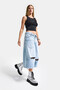 Women's Blue 12S6-3 Super Baggy Fit Belt Detailed Maxi Length Denim Shorts - 5