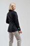 Women's Black Large Metalized 2-Button Cuff Slim Fit Cotton Lycra Shirt - 7