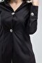 Women's Black Large Metalized 2-Button Cuff Slim Fit Cotton Lycra Shirt - 8