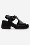 Romina Black Skin Genuine Leather Trocley Women's Platform Heeled Sandals - 4