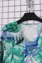 Women's Plus Size Lycra V-Neck Floral Patterned Elastic Short Sleeve Mom T-Shirt Combed Cotton Blouse - 8