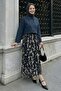 Lined Batik Chiffon Skirt Black