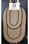 Jute Straw 2-Piece Luxury Bathroom Set Mat Set - Beige with Dark Gray Braided Edges