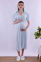Comfortable Cut Cotton Dressing Gown with Hijab Maternity Nightgown Set Effortt - Blue - 7