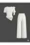 Bow Detailed Set Ottoman Fabric Summer Short Sleeve Usa Trend - Do9342 - 2