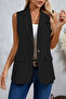 New Season Women's Sleeveless Collared Front Single Button Atlas Vest - 5