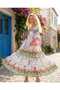 Women's Colorful Patterned Bohemian Long Dress with Tassel Detail - 4