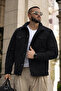 Men's Trendy Winter Slim-Fit Black Denim Jacket with Faux Fur Lining