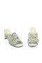 Genuine Leather Stone Detailed Mesh Heeled Slippers Z635 Silver Leather Mesh - 4