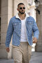 Men's Trendy Winter Slim Fit A.Blue Fleece-Lined Denim Jacket - 3