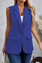 New Season Women's Sleeveless Collared Front Single Button Atlas Vest - 2