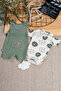Teddy Bear Embroidered Ribbed Salopet, Bodysuit and Socks Gift Set of Three - 7
