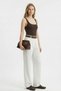 White High Waist Belted Striped Trousers 3779 - 3