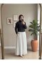 High Waist Elastic Waist Strawberry Fabric Long Summer White Skirt with Pockets - 4