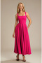 Women's Atlas Fabric Flared Cut Thick Strapped Long Wedding Engagement Promise Event Dress - 3
