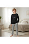 Young Men's Cotton Collar Buttoned Pocketed Gift Black Color Bottom Top Pajama Set Al009 V2 Bb2441 - 5