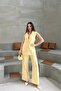 Women's Yellow Stone Embroidered Gold Button Detailed Sleeveless Blazer Jacket Pants Set Nbstr1030 - 2