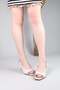 Kanye Open Front and Back Flat Patent Leather Heeled Shoes Beige - 5