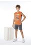 B-3585 Boys & Teens Waiter-Style 100% Cotton Summer Sleeveless Tank Top and Shorts Pajama Set, Orange - 5