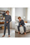 Young Men's Cotton Collar Buttoned Pocketed Gift Dark Gray Color Bottom Top Pajama Set Al007 V2 Bb243 - 6