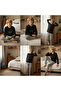 Young Men's Cotton Collar Buttoned Pocketed Gift Black Color Bottom Top Pajama Set Al009 V2 Bb2441 - 7