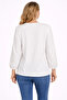 Women's Plus Size Bone, Embroidery Detailed, Elasticated Sleeve Opening Cotton Fabric Blouse 65N39328 - 7