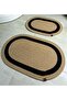 Jute Straw 2-Piece Bathroom Set Mat Set - Beige with Thick Black Center - 2
