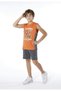 B-3585 Boys & Teens Waiter-Style 100% Cotton Summer Sleeveless Tank Top and Shorts Pajama Set, Orange - 4