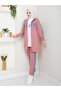 Women's 3 Piece Tracksuit Set Two Yarns Cotton Denim Detailed Shiny N-05442 _ Pink