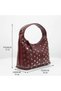 Women's Burgundy Color Staple Detailed Shoulder and Cross Strap Daily Use Bag - 6