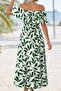 Women's Madonna Collar Elastic Waist Slit Long Patterned Single Jersey Dress - 2