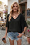New Season Women's Short Sleeve V-Neck Loose Viscose Blouse