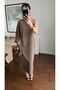 Single Batwing Sleeve Self-Embellished Design, Equivalent to Premium Series Midi Length Stylish Evening Dress - 4