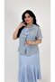 Women's Plus Size Dress Blouse Set Blue - 2
