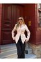 Waist-Tie Detail, V-Neck, Buttoned Design, Stylish, Fitted Waist, Equivalent Blazer Jacket Blouse - 2