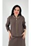 Women's Plus Size Modal Blend Stylish Blouse Skirt Set Brown - 3